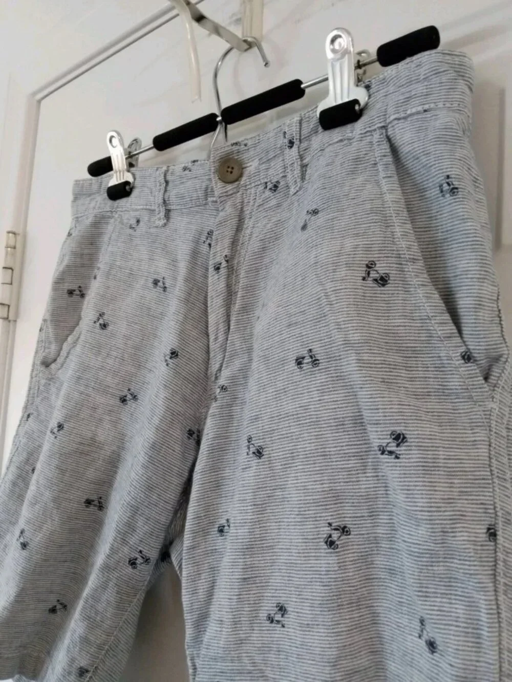 Point Zero Linen Blend Shorts Men's Size 30 Waist Gray Striped Chino Shorts